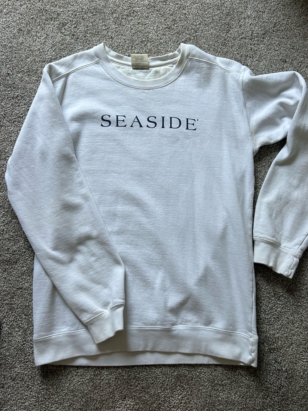 Comfort Colors White 'Seaside' Crewneck Sweatshirt